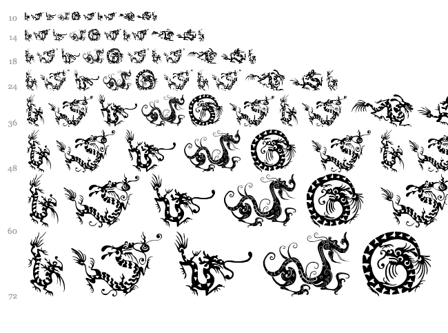HFF Chinese Dragon font waterfall